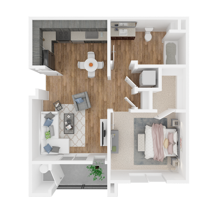 Sky Mountain by Vintage | One bedroom One bathroom 3D floor plan 1X1 units available for rent at Sky Mountain by Vintage